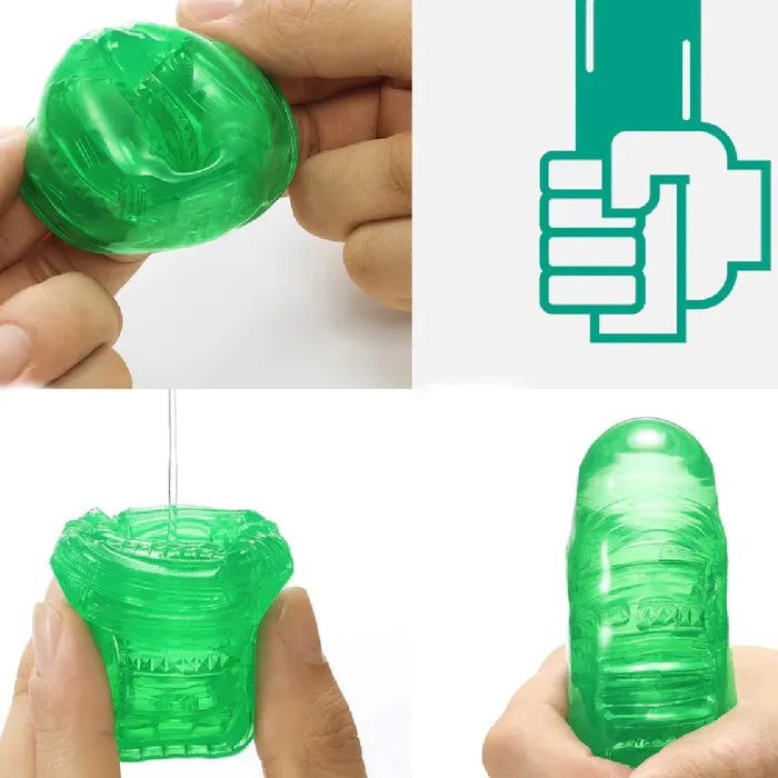 Male Sex Toys Tenga Tenga Uni Emerald Textured Finger Sleeve for Stroking and Clit Massage