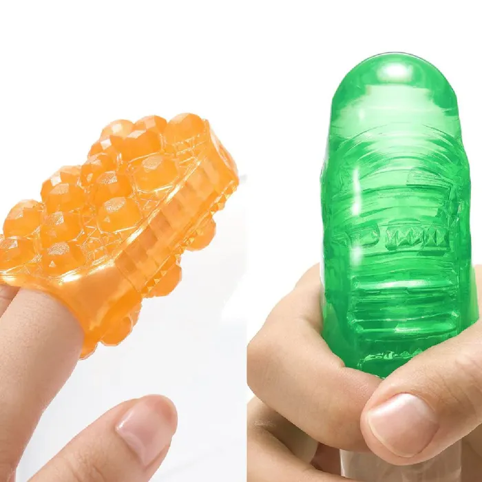 Male Sex Toys Tenga Tenga Uni Emerald Textured Finger Sleeve for Stroking and Clit Massage