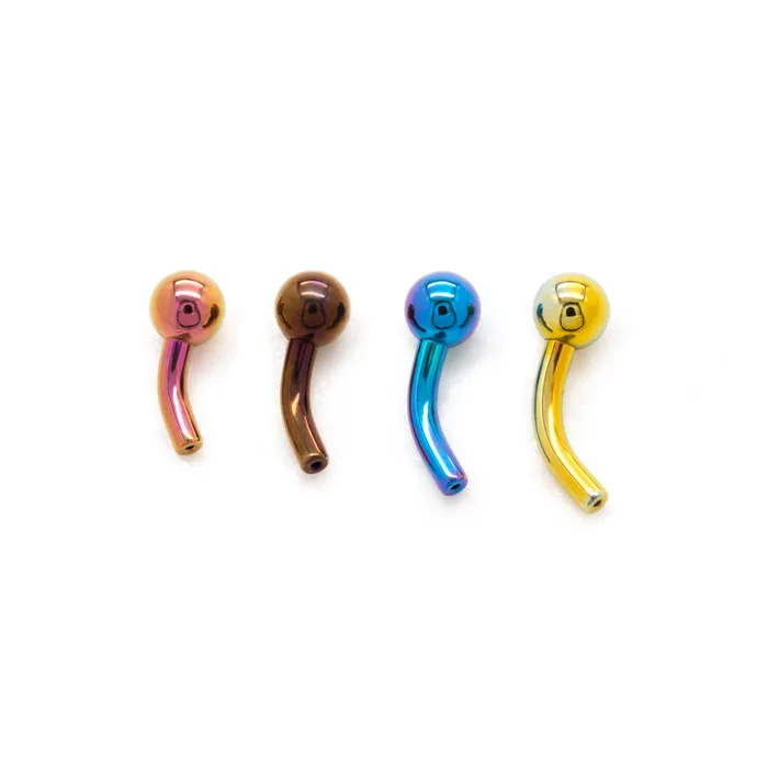 Male Sex Toys Tilum Tilum 14g Titanium Threadless Bent Barbell with 4mm Fixed Ball Price Per 1