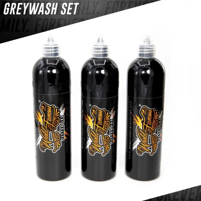 Male Sex Toys World Famous 3 Bottle Greywash Set World Famous Tattoo Ink Pick Size