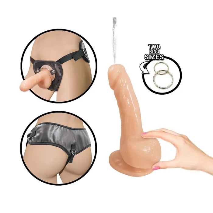 Nasstoys Natural Realskin 6 Inch Squirting Dildo with Harness Vanilla Dildos