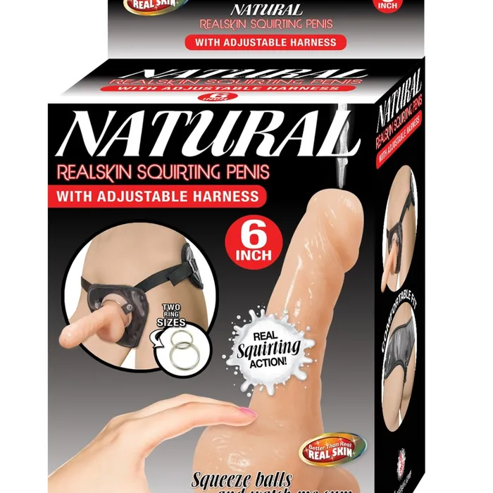 Nasstoys Natural Realskin 6 Inch Squirting Dildo with Harness Vanilla Dildos