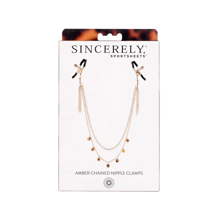 Nipple Clitoral Toys Sportsheets Sincerely Amber Chained Nipple Clamps