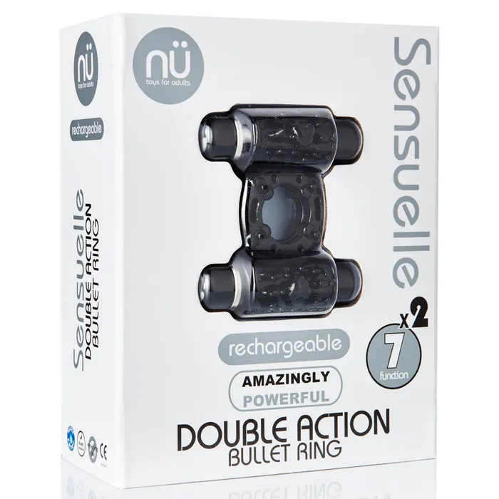 NU Sensuelle Vibrators Sensuelle Double Action 72 Function Cock Ring Bullet Vibrator Black NU Sensuelle Vibrators Sensuelle Double Action 72 Function Cock Ring Bullet Vibrator Black