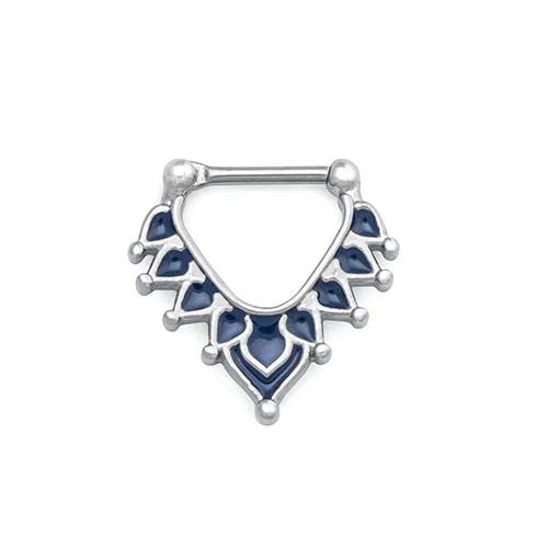 Painful Pleasures Anal 16g Deep Blue Ornamental Steel Septum Clicker