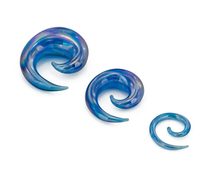 Painful Pleasures Anal Blue Lucifer Spiral Glass Plug Price Per 1