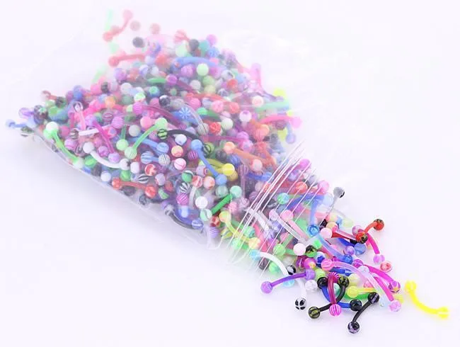 Painful Pleasures Dildos 16g 38 Eyebrow PTFE Bent Barbells with Acrylic Balls Price Per 500