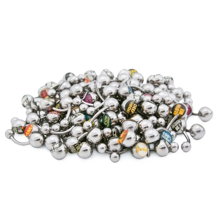 Painful Pleasures Female Sex Toys 14g 716 Mixed Logo Belly Button Jewelry Pictures Words Price Per 10