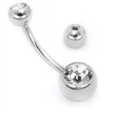 Painful Pleasures Male Sex Toys 16g Crystal Double Jewel Belly Button Ring