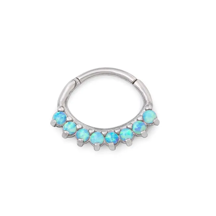 Painful Pleasures Male Sex Toys 16g Opal Oval Fan Steel Septum Clicker