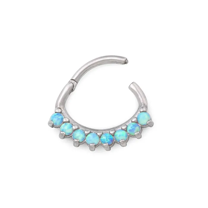 Painful Pleasures Male Sex Toys 16g Opal Oval Fan Steel Septum Clicker