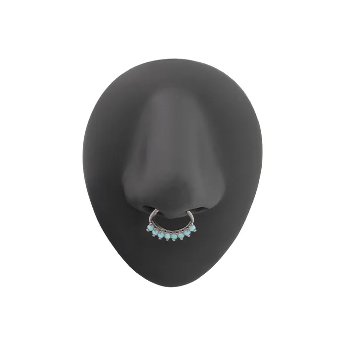 Painful Pleasures Male Sex Toys 16g Opal Oval Fan Steel Septum Clicker