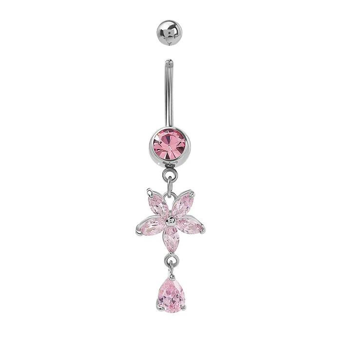 Painful Pleasures Vibrators 14g 716 Flower Dangle Tear Drop Navel Jewelry