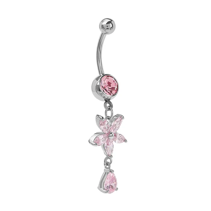 Painful Pleasures Vibrators 14g 716 Flower Dangle Tear Drop Navel Jewelry