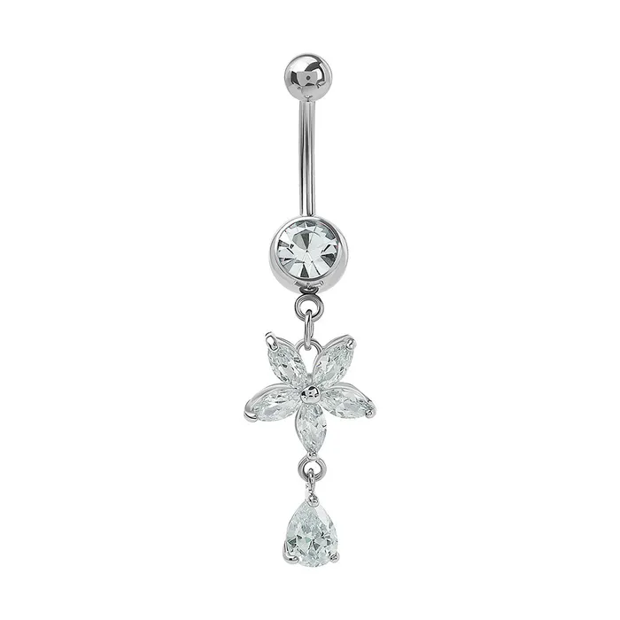 Painful Pleasures Vibrators 14g 716 Flower Dangle Tear Drop Navel Jewelry
