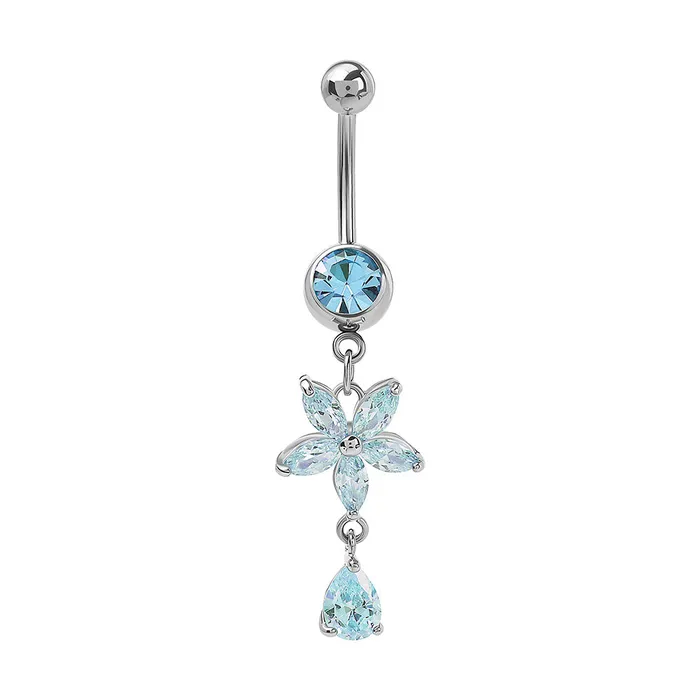 Painful Pleasures Vibrators 14g 716 Flower Dangle Tear Drop Navel Jewelry