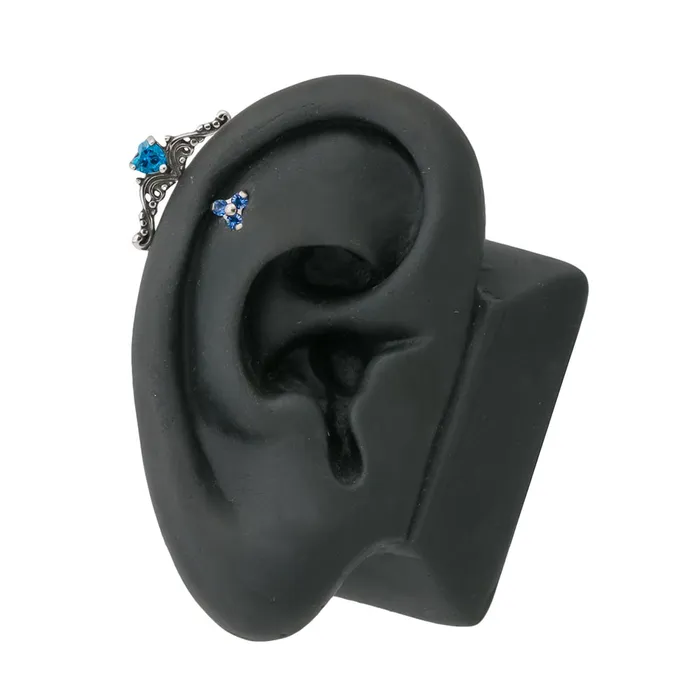 Painful Pleasures Vibrators Blue Jeweled Cupids Bow Ear Charm