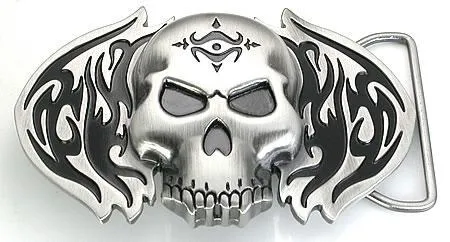 Painful Pleasures Vibrators Flaming Skull Tribal Belt Buckle Wholesale