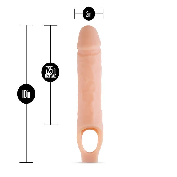 Performance Plus 10 Inch Silicone Penis Extender with Ball Strap Vanilla Blush Male Sex Toys