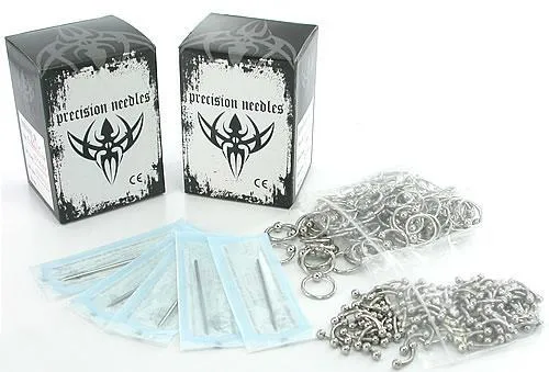 Pierced Tools 200 Sterile Needles 100 Bent Barbells 100 Captive Bead Rings Piercing Kit Couples Pierced Tools 200 Sterile Needles 100 Bent Barbells 100 Captive Bead Rings Piercing Kit Couples