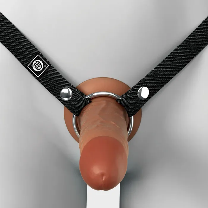 Pipedream Products Female Sex Toys Fantasy XTensions Elite Hollow 6 Inch Silicone Dildo StrapOn Harness Chocolate