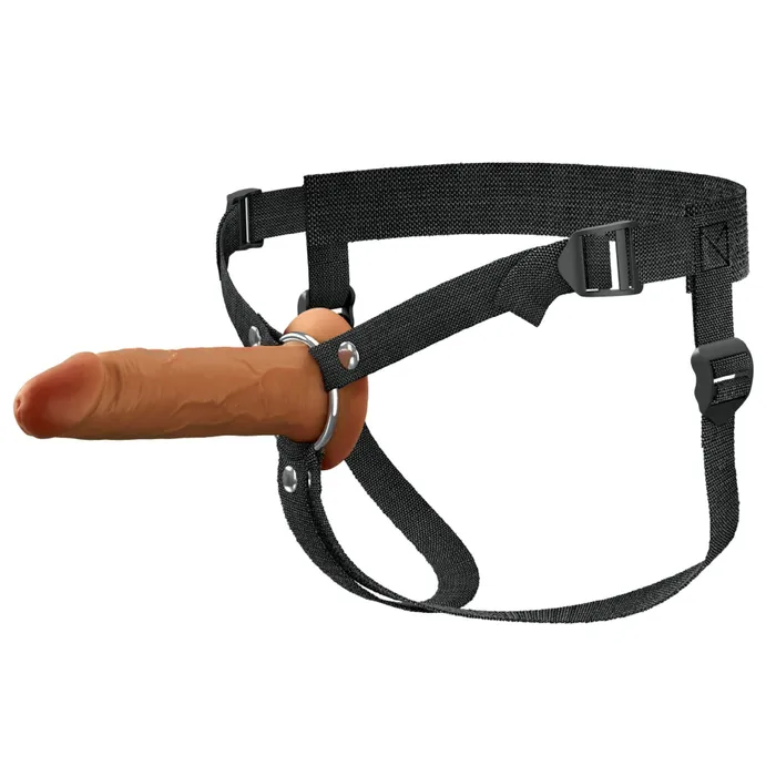 Pipedream Products Female Sex Toys Fantasy XTensions Elite Hollow 6 Inch Silicone Dildo StrapOn Harness Chocolate