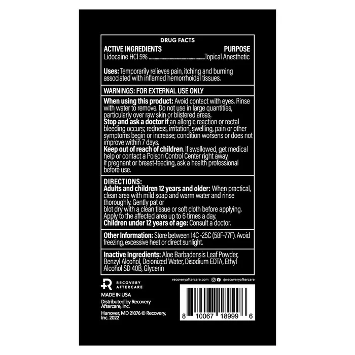 Recovery Vibrators Recovery Numbing Spray 4oz Bottle
