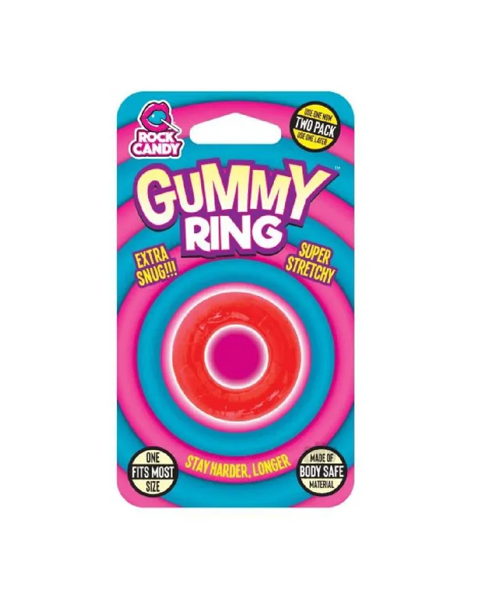 Rock Candy Gummy Ring Stretchy Red Beginners Cock Ring Male Sex Toys