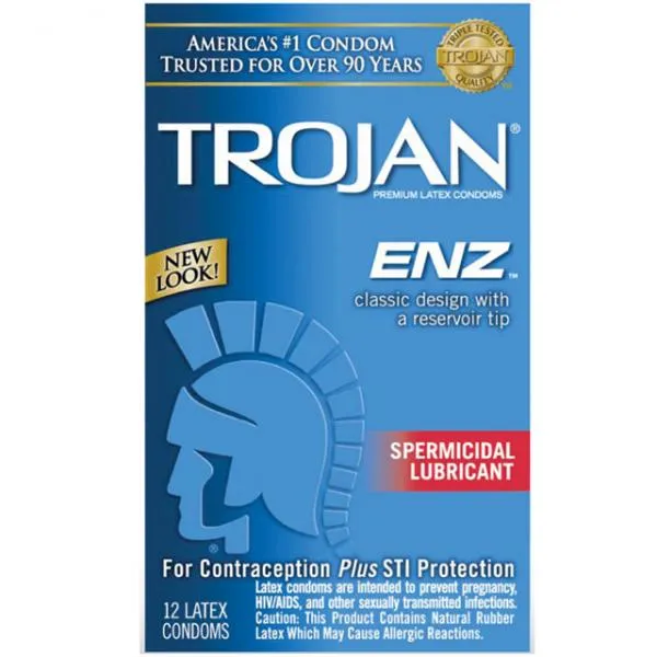 Sexual Health Wellbeing Paradise Marketing Trojan Condom Enz With Spermicidal Lubricant 12 Pack