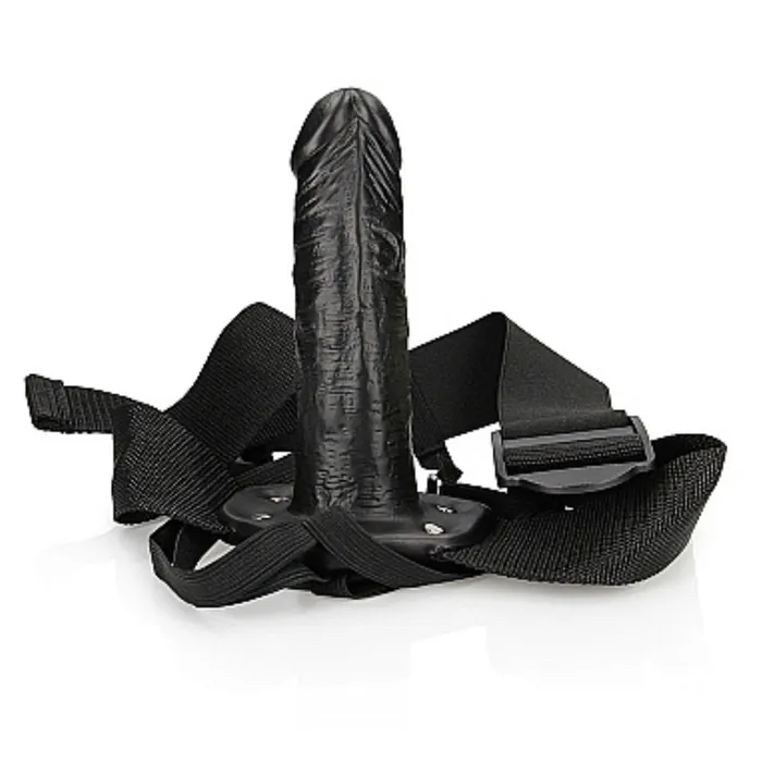 Shots Realrock 6 Inch Hollow Dildo Strapon Harness Black Female Sex Toys