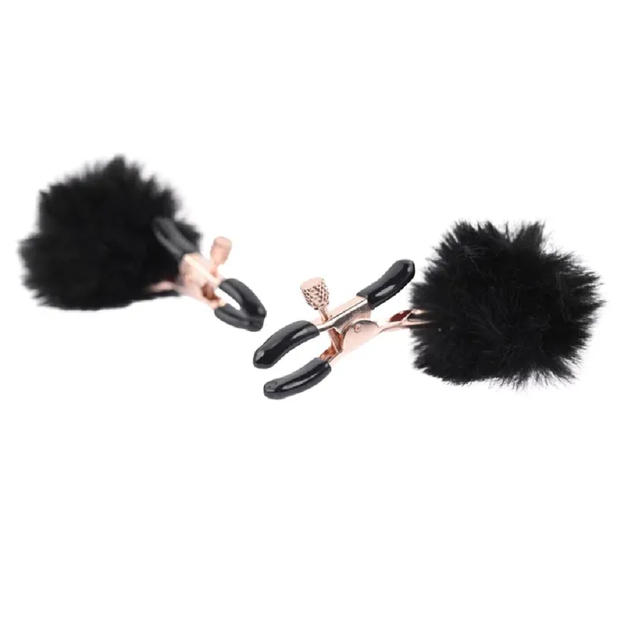 Sportsheets Couples Sex and Mischief Faux Fur Nipple Clamps Black