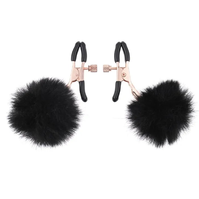 Sportsheets Couples Sex and Mischief Faux Fur Nipple Clamps Black