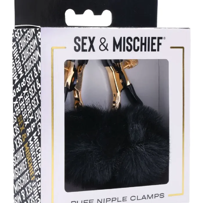 Sportsheets Couples Sex and Mischief Faux Fur Nipple Clamps Black