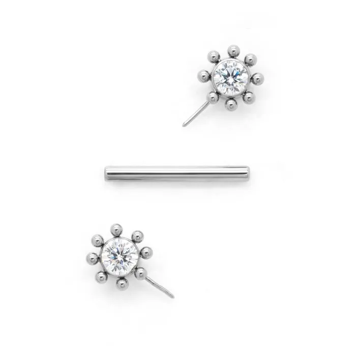 Tilum 14g 12 Sun Jewel Titanium Threadless Nipple Barbell Tilum Nipple Clitoral Toys
