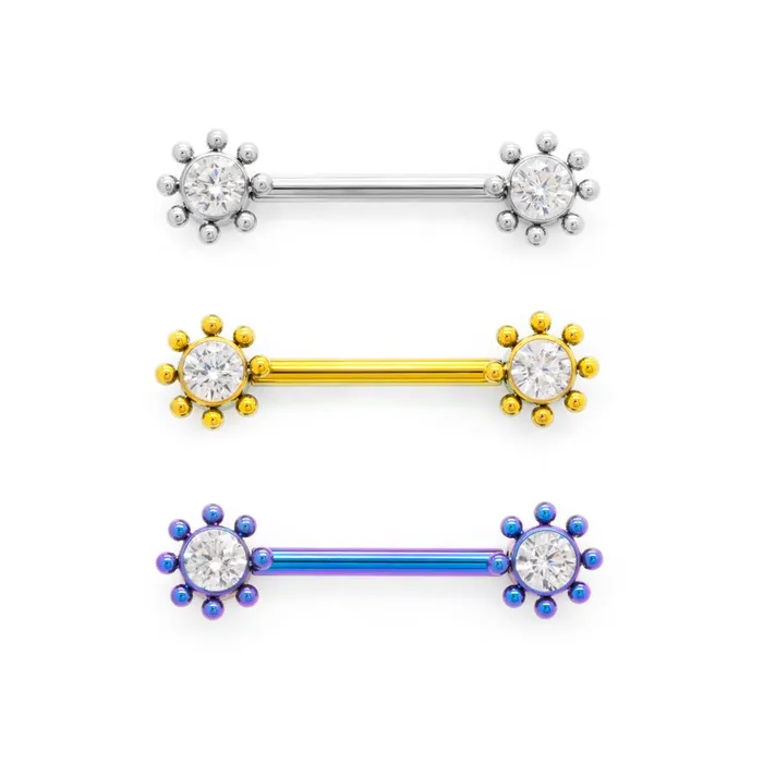 Tilum 14g 12 Sun Jewel Titanium Threadless Nipple Barbell Tilum Nipple Clitoral Toys