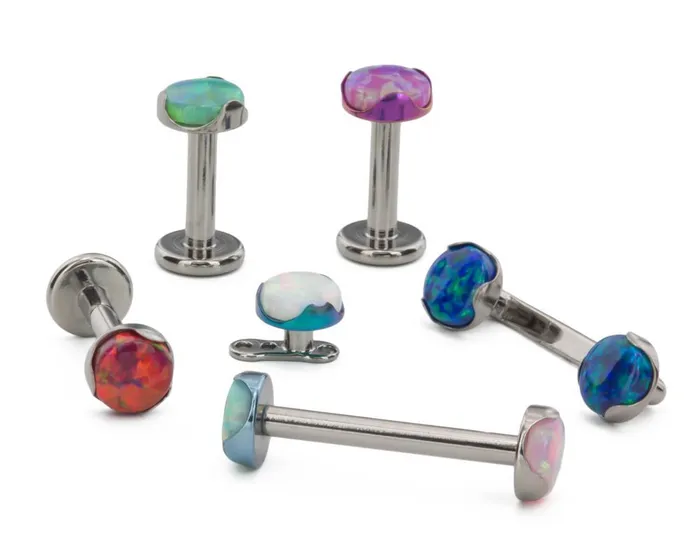 Tilum 14g 12g Titanium 5mm Opal ProngSet Top Price Per 1 Tilum Anal