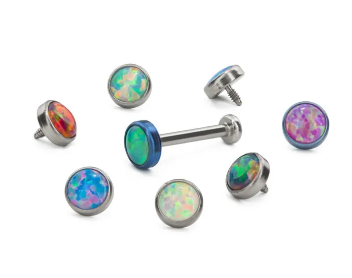 Tilum 18g 16g Internally Threaded Titanium Anodized Flat Opal Top Price Per 1 Tilum Vibrators