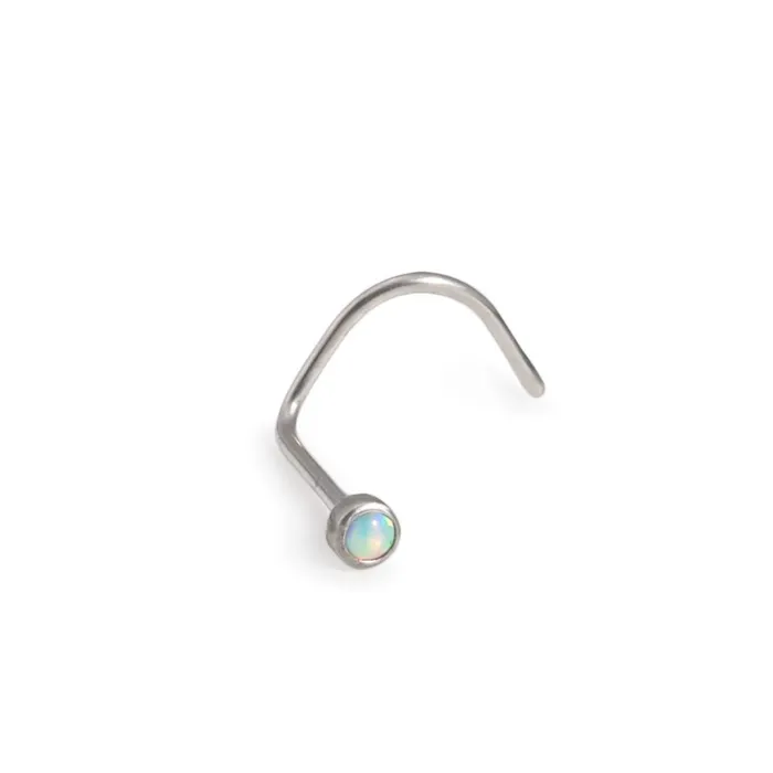 Tilum Anal Tilum 22g Titanium BezelSet Opal Nose Screw Right Bend Flat Back Style Nostril Jewelry Tilum Anal Tilum 22g Titanium BezelSet Opal Nose Screw Right Bend Flat Back Style Nostril Jewelry