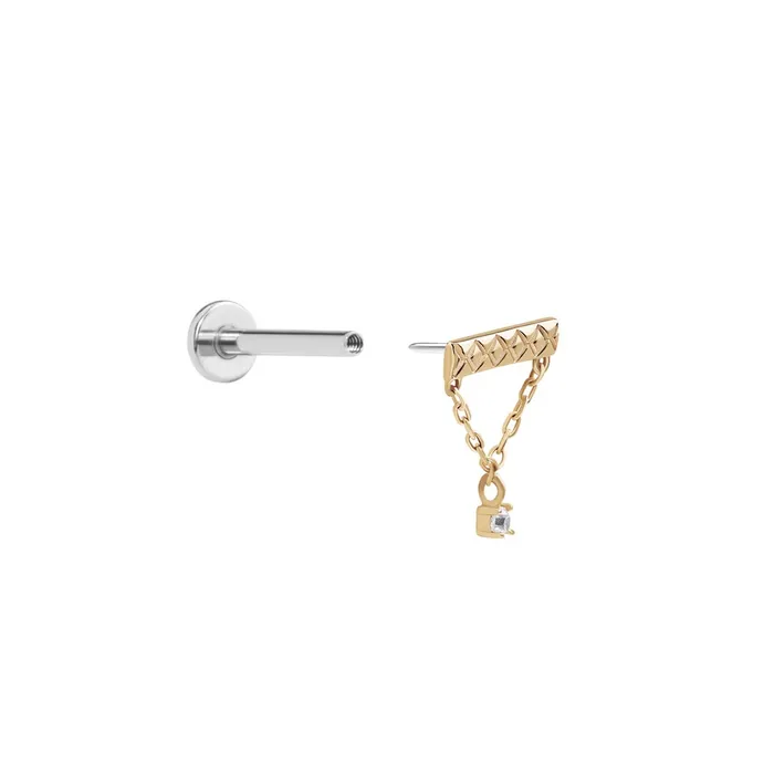 Tilum Continuous Chained Bar 14kt Yellow Gold Threadless Top Price Per 1 Painful Pleasures Vibrators