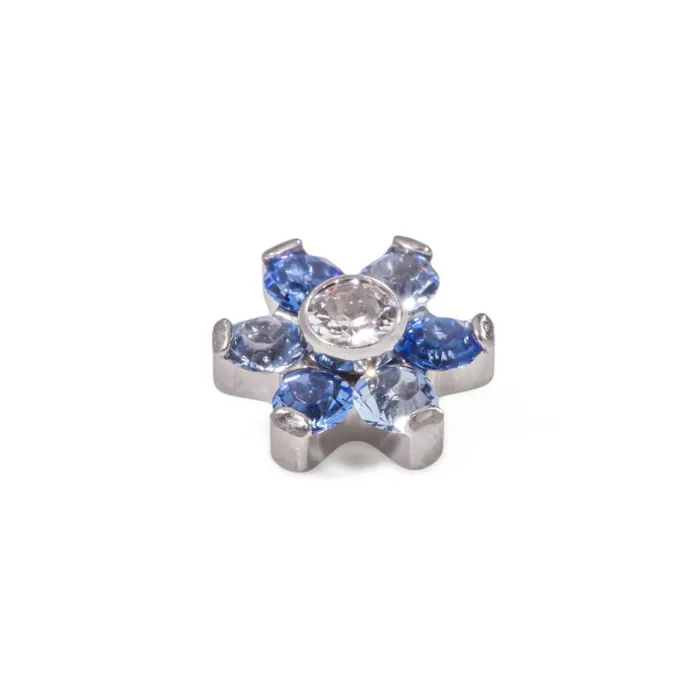 Tilum Male Sex Toys Tilum 14g12g Internally Threaded Titanium Jewel Flower Top with Crystal Center Choose Petal Jewel Color Price Per 1