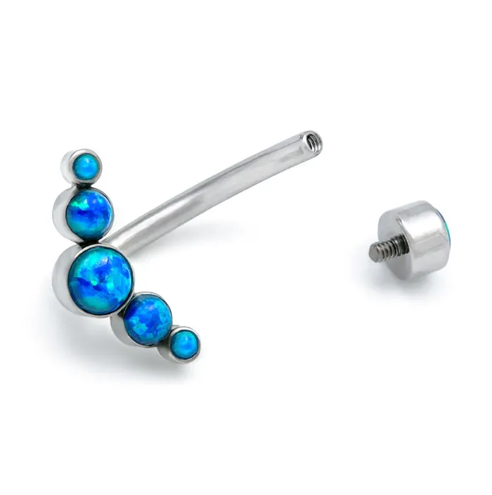 Tilum Male Sex Toys Tilum 14g 716 Crescent Opal Cluster Titanium Belly Button Ring