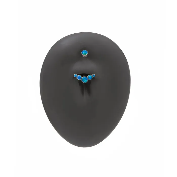 Tilum Male Sex Toys Tilum 14g 716 Crescent Opal Cluster Titanium Belly Button Ring