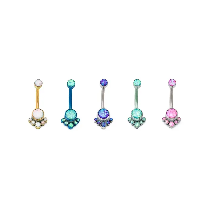 Tilum Male Sex Toys Tilum 14g 716 Five Opal Terraced Cluster Titanium Belly Button Ring Pick Opal Price per 1
