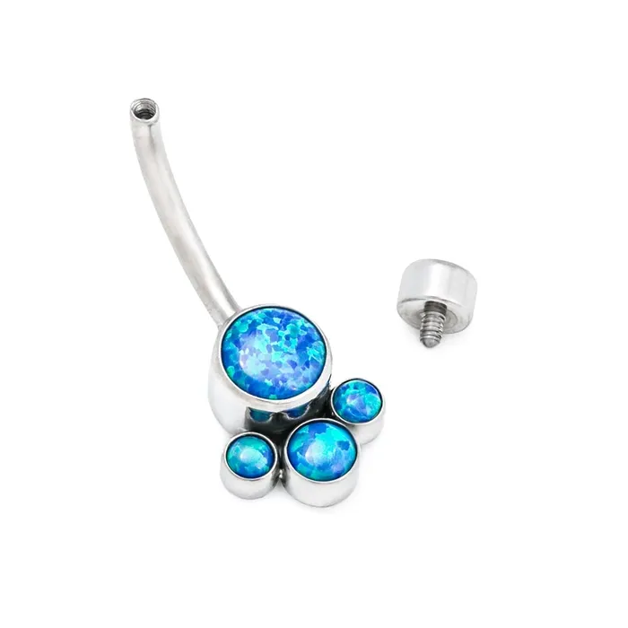 Tilum Male Sex Toys Tilum 14g 716 Three Opal Terraced Cluster Titanium Belly Button Ring