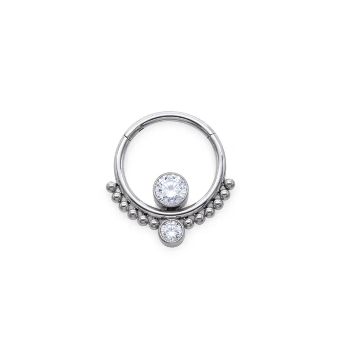 Tilum Male Sex Toys Tilum 16g Dual Stacked Jewels Titanium Clicker Ring