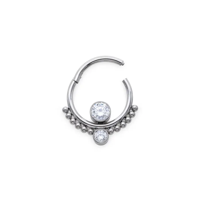 Tilum Male Sex Toys Tilum 16g Dual Stacked Jewels Titanium Clicker Ring