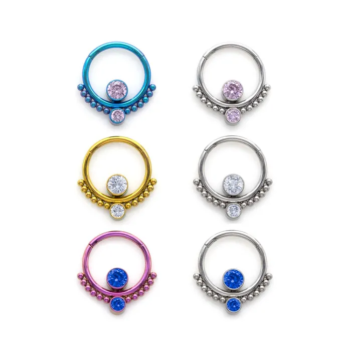 Tilum Male Sex Toys Tilum 16g Dual Stacked Jewels Titanium Clicker Ring