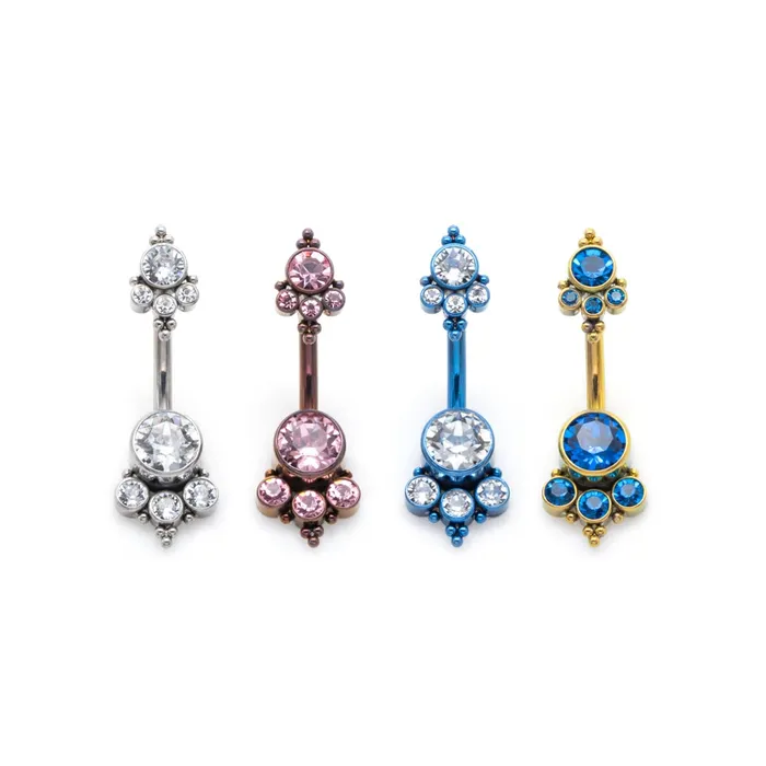 Tilum Tilum 14g 716 Double Jewel Cluster Titanium Belly Button Ring Pick Color Male Sex Toys