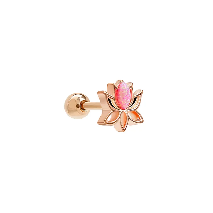 Tilum Tilum 16g 516 Straight Barbell with Rose Gold PVD Coating and Pink Opal Lotus Flower Charm Price Per 1 Vibrators Tilum Tilum 16g 516 Straight Barbell with Rose Gold PVD Coating and Pink Opal Lotus Flower Charm Price Per 1 Vibrators