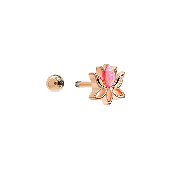 Tilum Tilum 16g 516 Straight Barbell with Rose Gold PVD Coating and Pink Opal Lotus Flower Charm Price Per 1 Vibrators